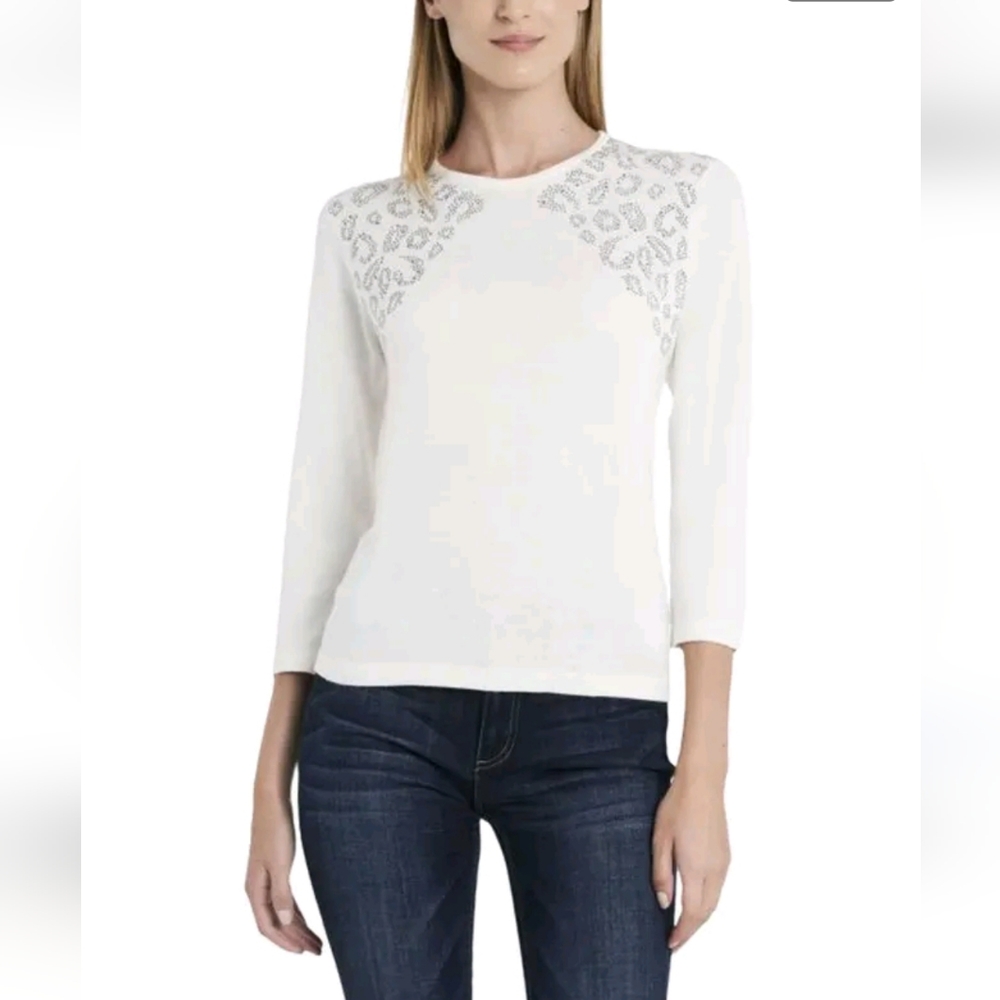 Vince Camuto embellished crew neck pullover size medium